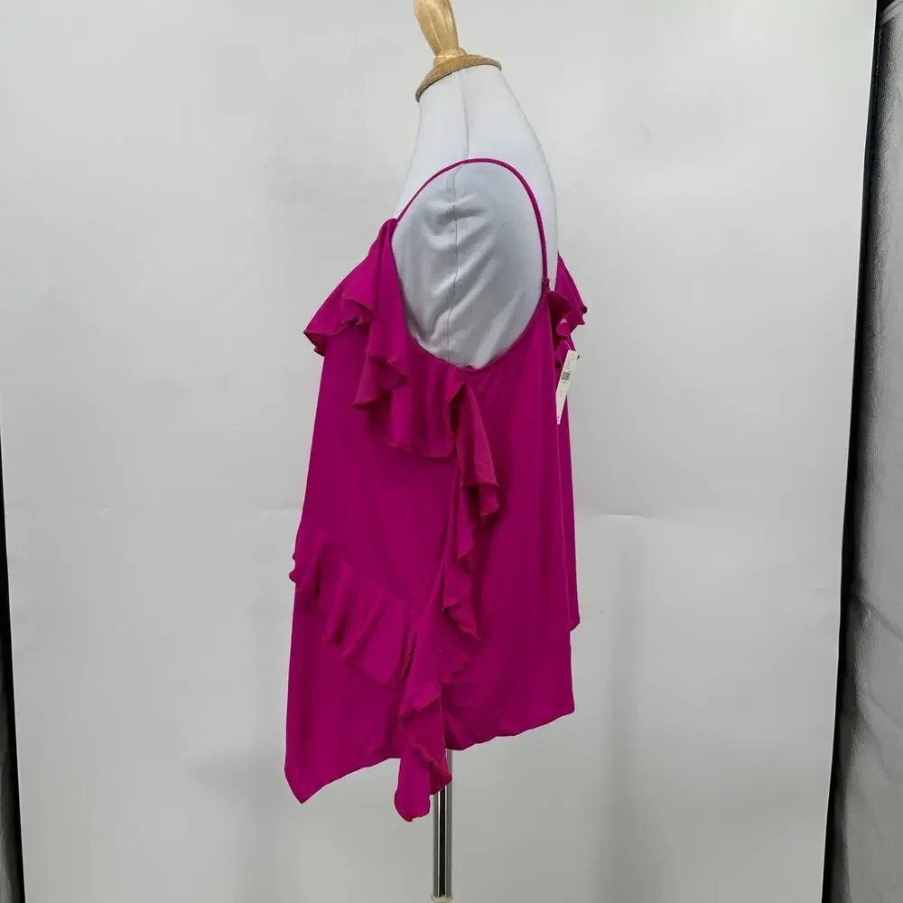 Anthropologie Cami Women S Small Raspberry Ruffle Tiered Asymmetrical Tank Top